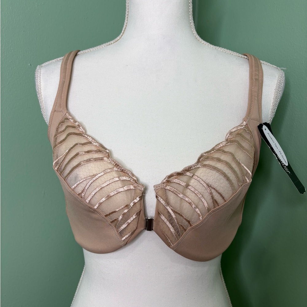 Paramour Nude Front-Close Sheer Embroidered Underwire Bra - Picture 1 of 11